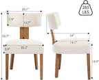 Modern Dining Chairs Set of 2, Upholstered Kitchen Chairs with Curved Back, Farmhouse Linen Fabirc Dining Room Chair Comfy Wood Chairs for Living Room/Home Office/Reception, Beige