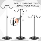 Weysat 10 Pcs Purse Holder Adjustable Handbag Display Stand Double Hook Metal Bag Hanger Jewelry Display Rack for Handbags Wig Hat Closet Boutique Tabletop Store Retail Use (Black)