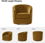 HULALA HOME Swivel Accent Chair with Gold Metal Base, Contemporary Velvet Curved Swivel Barrel Chair, Upholstered Club Armchair, Leisure Single Sofa for Living Room, Nursery, Bedroom(Golden)