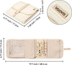 Voova Travel Jewelry Holder Organizer Case, Small Jewelry Storage Bag for Women Girls, Foldable Traveling Jewellery Pouch Roll for Necklaces Rings Earrings Bracelets, Mini, Apricot