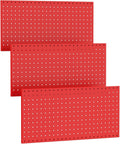 TORACK 3 PCS Metal Pegboard Panels(12x24 inch) for Wall Garage Tools Storage Pegboard System for Workbench, Modular Peg Board Tool Organizer Board Kit(Pack of 3, Red)