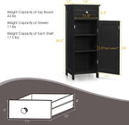 HAPPYGRILL Bathroom Floor Cabinet, Single Door Floor Storage Cabinet Organizer with Drawer and 3-Level Adjustable Shelves, Bathroom Cabinets Freestanding with Anti-Tipping Device for Living Room