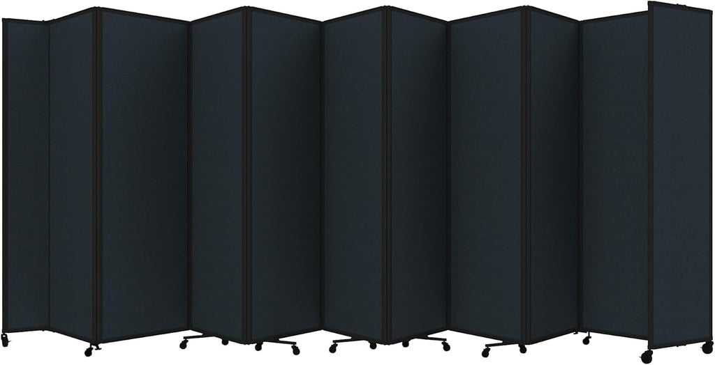 Versare Room Divider 360 Portable Wall Partition | Folding Panels | Large Freestanding Divider | Locking Wheels | Temporary Room Separator | 25' x 7'6'', Blue Spruce