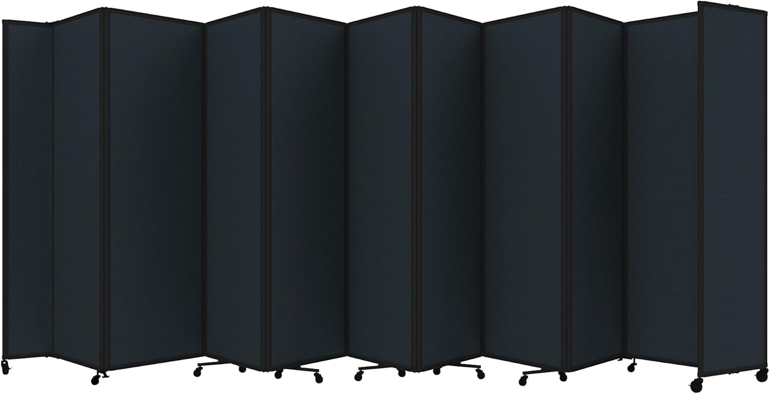 Versare Room Divider 360 Portable Wall Partition | Folding Panels | Large Freestanding Divider | Locking Wheels | Temporary Room Separator | 25' x 7'6'', Blue Spruce