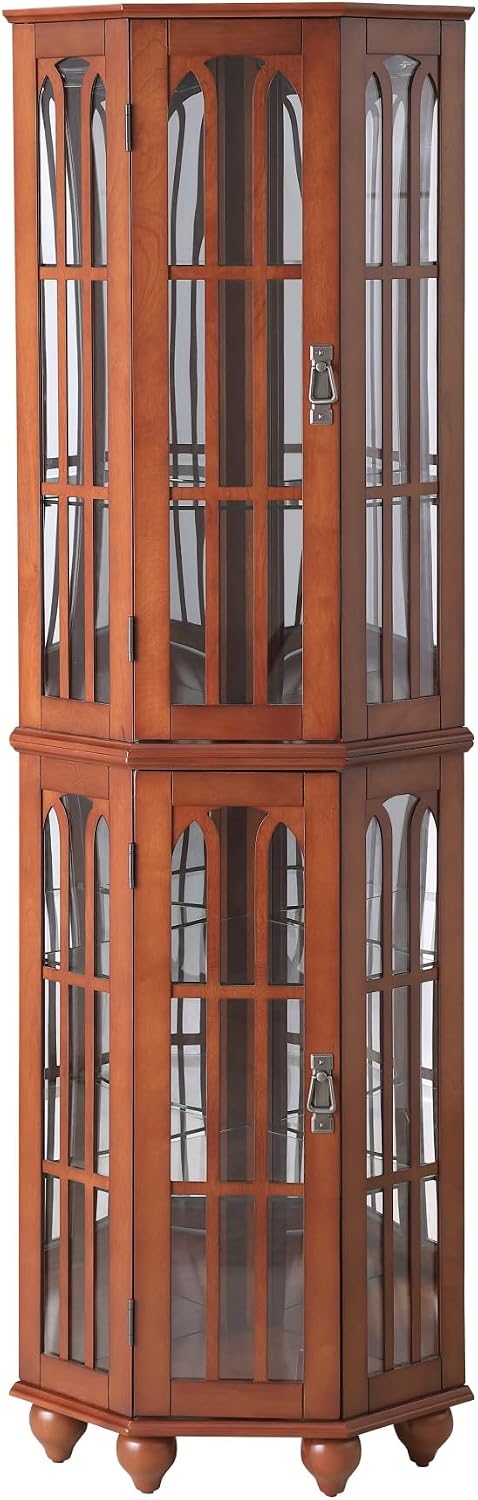 Pantry Sideboard Locker, Corner Curio Cabinet, with 4 Adjustable Tempered Gla...