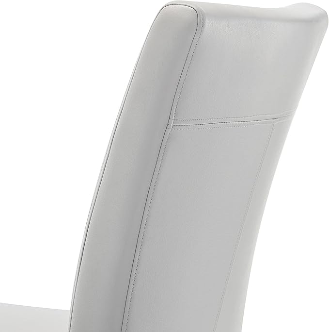 Watson & Whitely Upholstered Kitchen & Dining Room Chairs with Low Back, Faux Leather Armless Dining Chairs with Solid Wood Legs, Set of 2, Light Grey