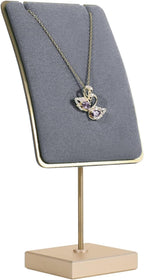 GemeShou Grey velvet necklace display stands for selling, small metal jewelry organizer necklaces storage for show【Grey】