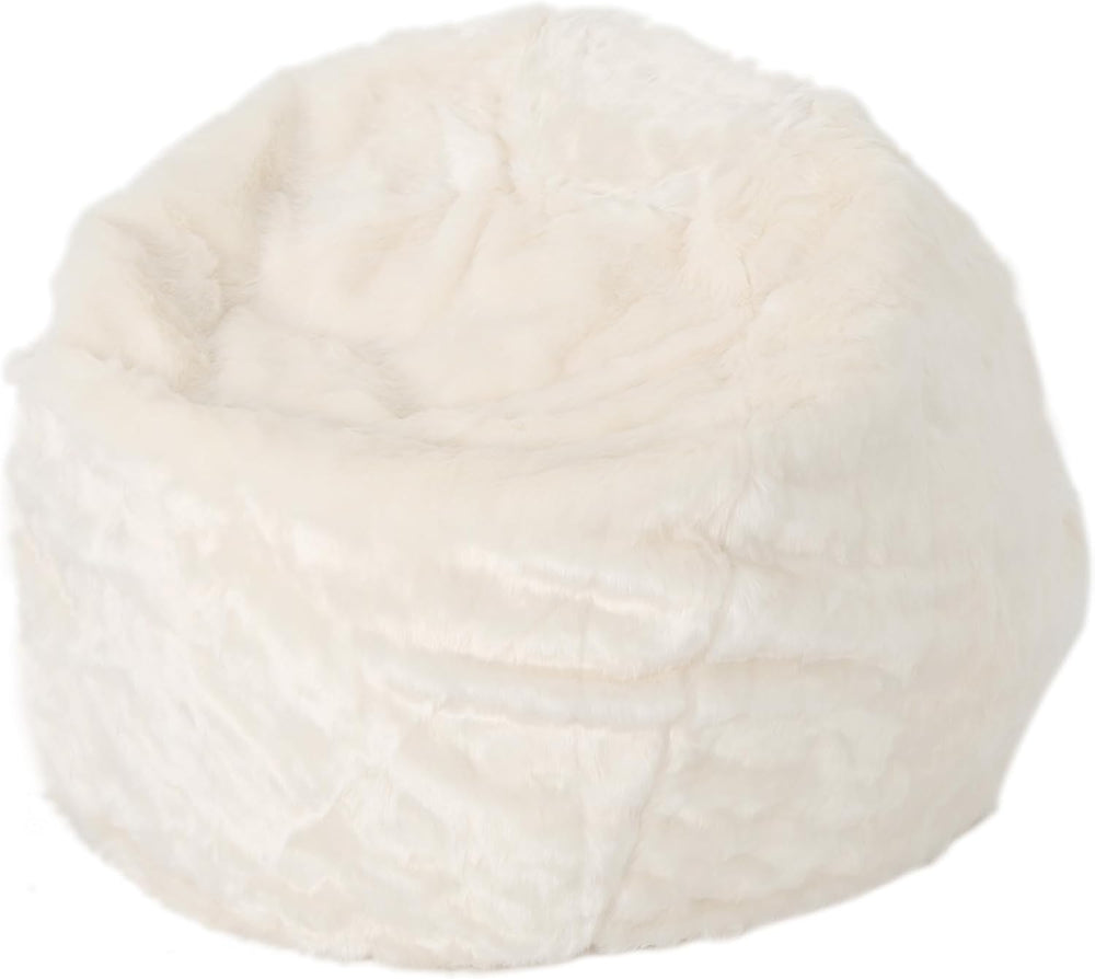Christopher Knight Home Laraine Furry Glam White Faux Fur 3 Ft. Bean Bag, Small