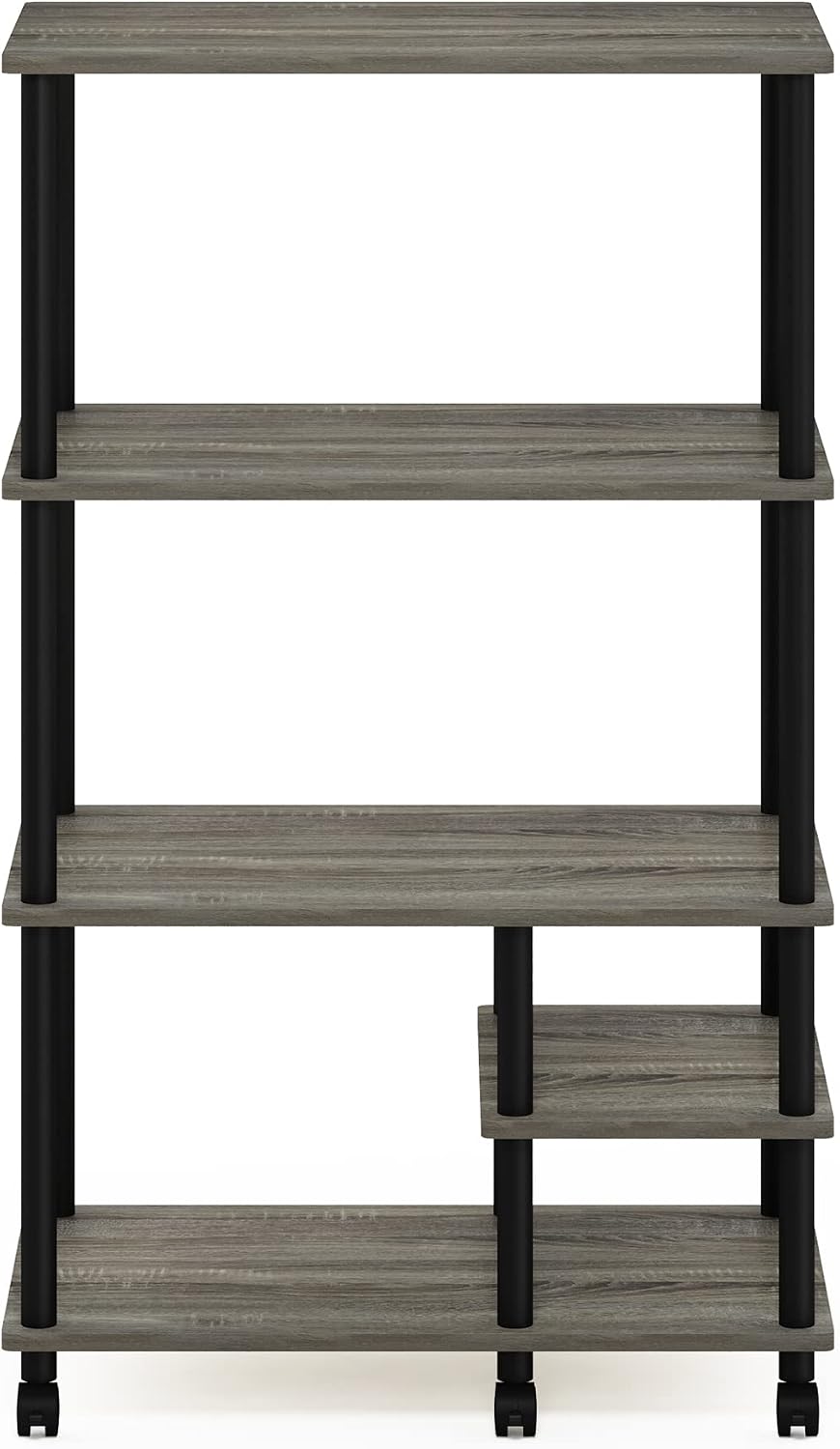 Furinno Turn-N-Tube Bakers Rack with Wheels, 4-Tier Kitchen Storage Cart, Kit...