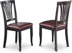 East West Furniture DLAV5-BLK-LC 5 Piece Modern Dining Table Set Includes a Round Wooden Table with Dropleaf and 4 Faux Leather Upholstered Dining Chairs, 42x42 Inch, Black