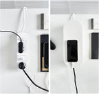 2 Pack White Cable Management Box, Plastic Cord Organizer Box Under Desk, Power Strips Hider for Home Office, Phone Charger, Electronics Wires, Surge Protector Cover Bin (Large)