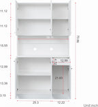 71" Kitchen Pantry Cabinet with Drawer, Farmhouse Tall Storage Cabinet with 6 Doors and Shelves, Rustic Freestanding Cupboard with Storage Rack for Kitchen, Dining Room (White)
