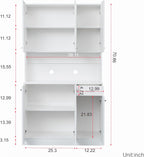 70.87" Tall 6-Door Kitchen Pantry Cabinet with Drawer & Open Shelf, Freestanding Storage Cupboard with Fixed Shelves for Kitchen, Dining Room, Laundry Room(White)