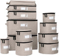 Hard Shell China Storage Containers 12-Piece Set Moving Boxes for Dinnerware, Glasses, Plates, Mugs and Saucers Sturdy Dish Organizer with Dividers for Seasonal Storage - Service for 12 - Brown