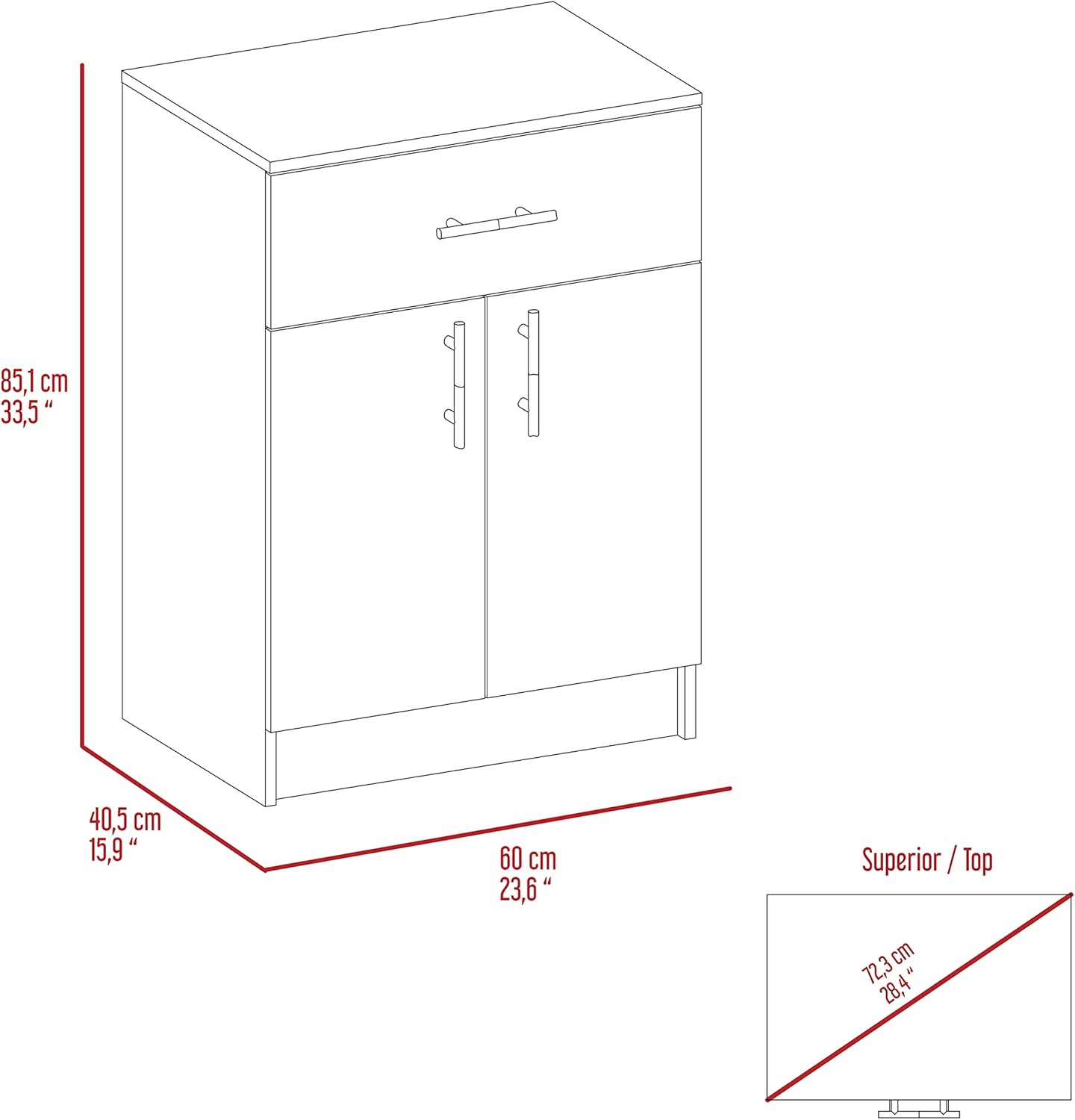 Pantry Cabinet,One Drawer,One Double Door Cabinet with Two Shelves,for Kitchen,Dining Room