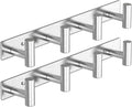 VAEHOLD Silver Hat and Coat Wall Mount Rack - Coat Rack with 4 Hooks for Robes, Bags, Keys, and Towels - Bathroom Towel Hanger Organizer (2 Pack)