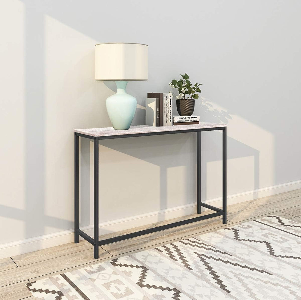 HOMERECOMMEND Console Table with Power Outlets and USB Ports,Rustic Brown | S...