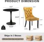 3-Pieces 31.5" Round Dining Table Set for 2, Black Dining Table & Velvet Upholstered Dining Chairs Set of 2 for Kitchen Dining Room Apartment Small Space(Gold Chairs)