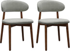 Farmhouse Dining Chairs Set of 2, Mid Century Modern Wooden Dining Room Chairs, Farmhouse Fabric Upholstered Kitchen Dinner Chairs for Living Room Restaurant Cafe, Walnut/Laurel Green
