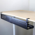 AEONS Under Desk Cable Management Tray Kit - Horizontal Adjustable up to 41” Removable C Clamp Mount Reversible Computer Cord Raceway and Modesty Panel for Large Table, Black
