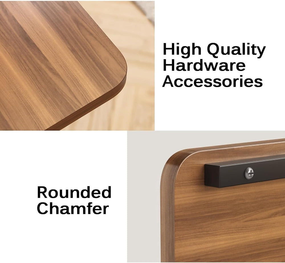 C Shaped End Table with 4 Wheels Side Table Portable Coffee Table Save Space ...