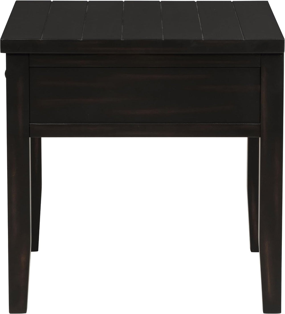 Sutter, End Table, Side Table, Java Pine Veneer Accent Table, Square Living R...