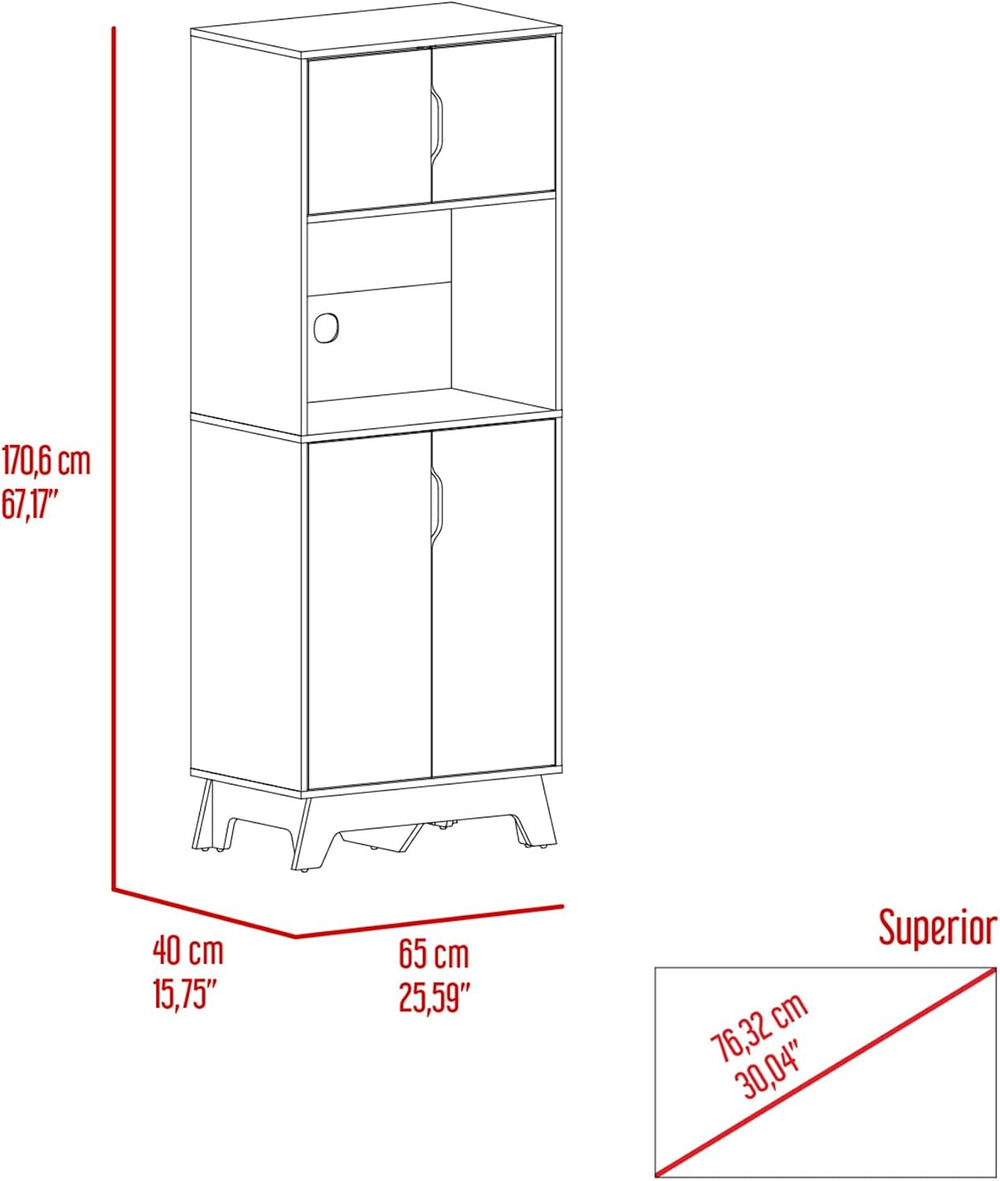 Microwave Pantry Cabinet with Drawer, Storage Sideboard Locker for Kitchen Li...