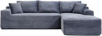 Cloud Sectional Couch, 108 Inch Modern Modular Sectional Sofa with Deep Seat, Corduroy Boneless Couches with L-Shape Right Chaise for Living Room Bedroom, No Assembly Required(Grey)