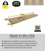 joelsantiques 42 Inch Wooden Floating Shelves for Wall - 42x8x2 in - Made of Natural Wood - Heavy Duty Rustic Wall Shelves Made in USA - Perfect for Living Room, Kitchen - Beige