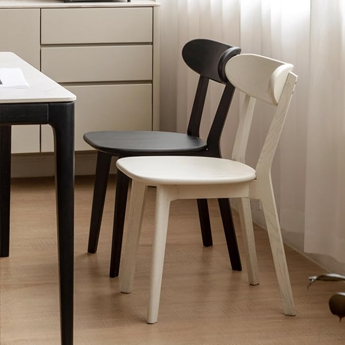 100% Solid Wood Dining Chairs,Mid Century Modern Dining Chairs with Rounded Backrest,Kitchen,Dining Room Chairs Set of 1/2/4 (4, Black Color)