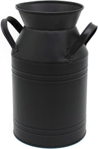 CVHOMEDECO. Farmhouse Galvanized Metal Milk Can, Old Rustic Primitives Jug Vase for Home and Garden Décor. Black