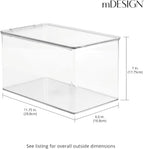 mDesign Plastic Stackable Toy Storage Bin Container Box, Hinge Lid for Organizing Living Room, Play Room, Bedroom, Nursery, Hold Blocks, Puzzles, Books, Lumiere Collection, Clear