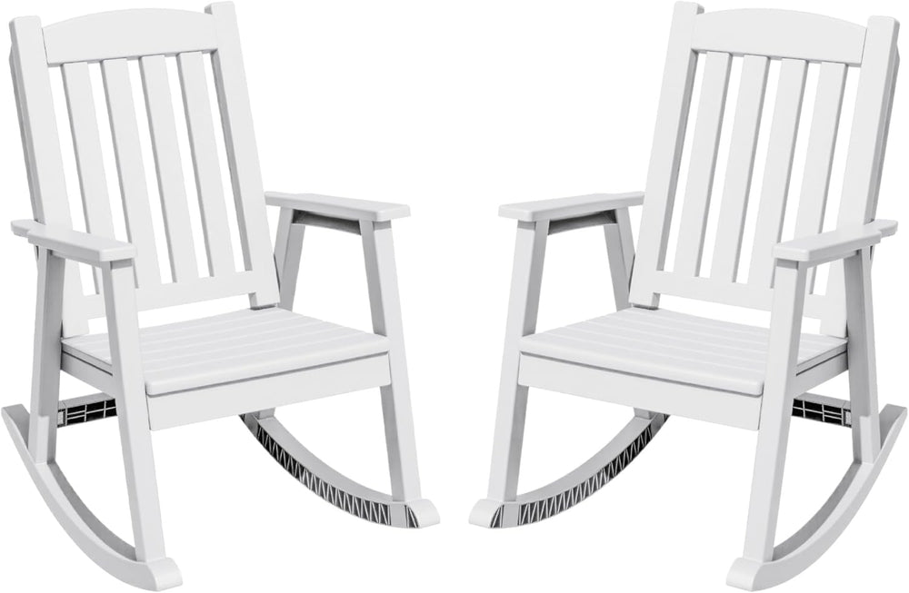 Greesum Outdoor Plastic Rocking Chair Set of 2, Patio Rocking Chair for Outsi...