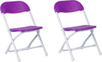 Timmy Kids Plastic Folding Chair, White Kids Chair with Steel Frame, Portable Foldable Child Chair for Classroom, Daycare, Parties & Events, 220 lb Capacity (2, Purple)