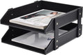 Leather Desk Organizer,2-Tier Stackable Letter Tray Holder,Office Supplies Desktop Storage Box for Document,Stationery,Magazines,Newspapers,Letters and Other Home Office Paper Sundries,Black