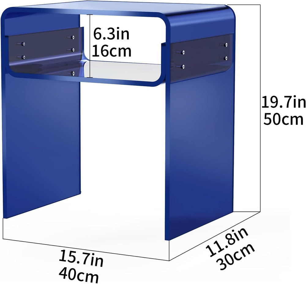 Acrylic Side Table, Royal Blue, Small | Bedside Table Nightstand, 40 x 30 x 5...