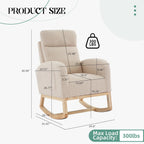 Rocking Chair Nursery, Modern Upholstered Glider Rocker with Side Pocket, High Backrest Padded Seat Accent Armchair for Living Room, Nursery, Bedroom