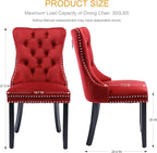 Velvet Dining Chairs Set of 2, Tufted Upholstered Dining Room Chairs with Back Ring Pull, Nailhead Trim and Solid Wood Legs, Modern Dining Chairs for Dining Room, Kitchen,Burgundy Red
