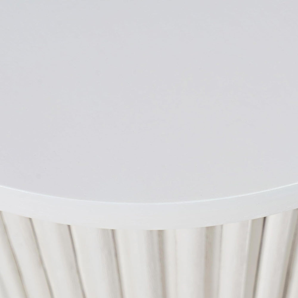 Jofran Round End Table with Fluted Pedestal Base, Mid-Century Modern Side Tab...