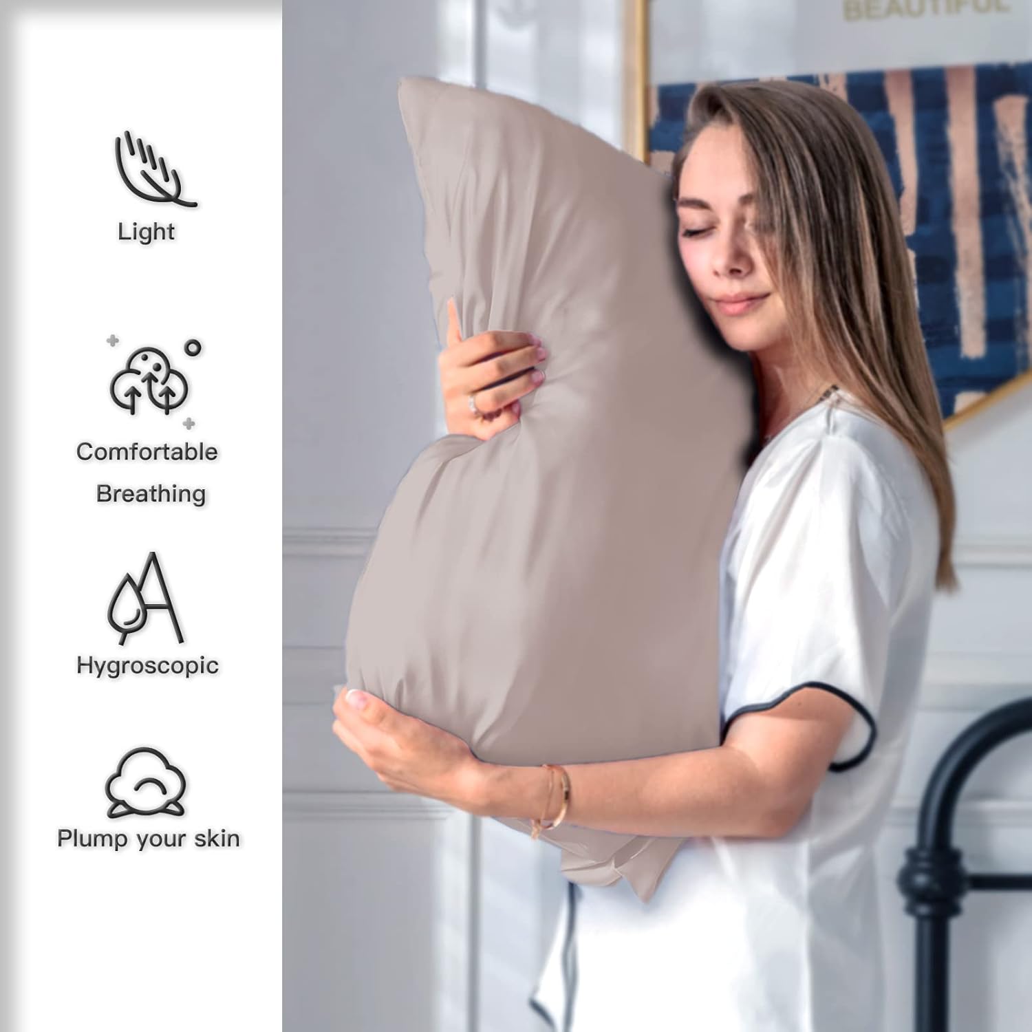 Silk Pillowcase for Hair and Skin,Soft,Breathable and Sliky 100% Silk Pillowcases King Set of 2,Both Sides Natural Mulberry Silk Pillow Cases with Hidden Zipper(King Size 20"X 36",2pcs)