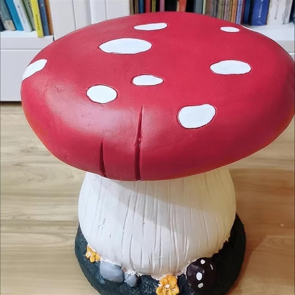 Small Mushroom Shape Ottoman, Outdoor Garden Resin Decorative Mushroom Stool,...
