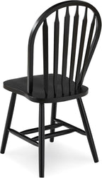 IC International Concepts Solid Wood Windsor ArrowBack Dining Chair with Plain Legs, Black