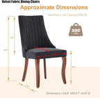 Dining Chairs Set of 2,Comfy Fabric Upholstered Accent Chairs for Kitchen Living Room,Channel Tufted Dining Room Chairs with Curved Solid Wood Legs(Black)