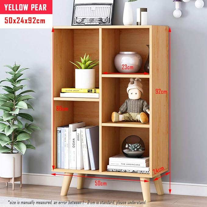 IOTXY Wooden Open Shelf Bookcase - 3-Tier Floor Standing Display Cabinet Rack...