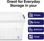 Superio Storage Bins with Lids- Clear Boxes for Organizing, Stackable Plastic Containers- BPA Free, Non-Toxic, Odor Free, Organizer for Home, Office, Dorm (6 Pack, 60 Qt (Wheeled))