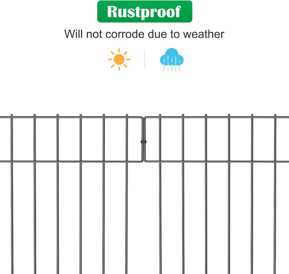25 Pack Animal Barrier Fence, Metal No Dig Fence Panels for Garden, Black