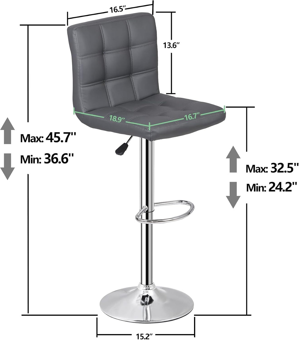 ZENY Set of 4 Adjustable Swivel Barstools, Modern PU Leather Kitchen Counter ...