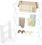 Drying Rack Clothing, 3-Tier Clothes Drying Rack Foldable, Antirust Laundry Drying Rack Collapsible Use for Indoor & Outdoor, 11.8" D x 34.6" W x 35.4" H, White