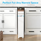 Slim Rolling Storage Cart - 4-Tier Narrow Utility Cart for Small Spaces, Versatile Bathroom, Kitchen & Laundry Room Organizer with Handle on Wheels