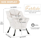 Furlide Lazy Chair with Ottoman, Soft Comfy Chair for Bedroom, Beige | Accent Lounge Chair with folding Foot Stool, Removable Washable Cover and Side Pocket for Reading, Relaxing in Living Room